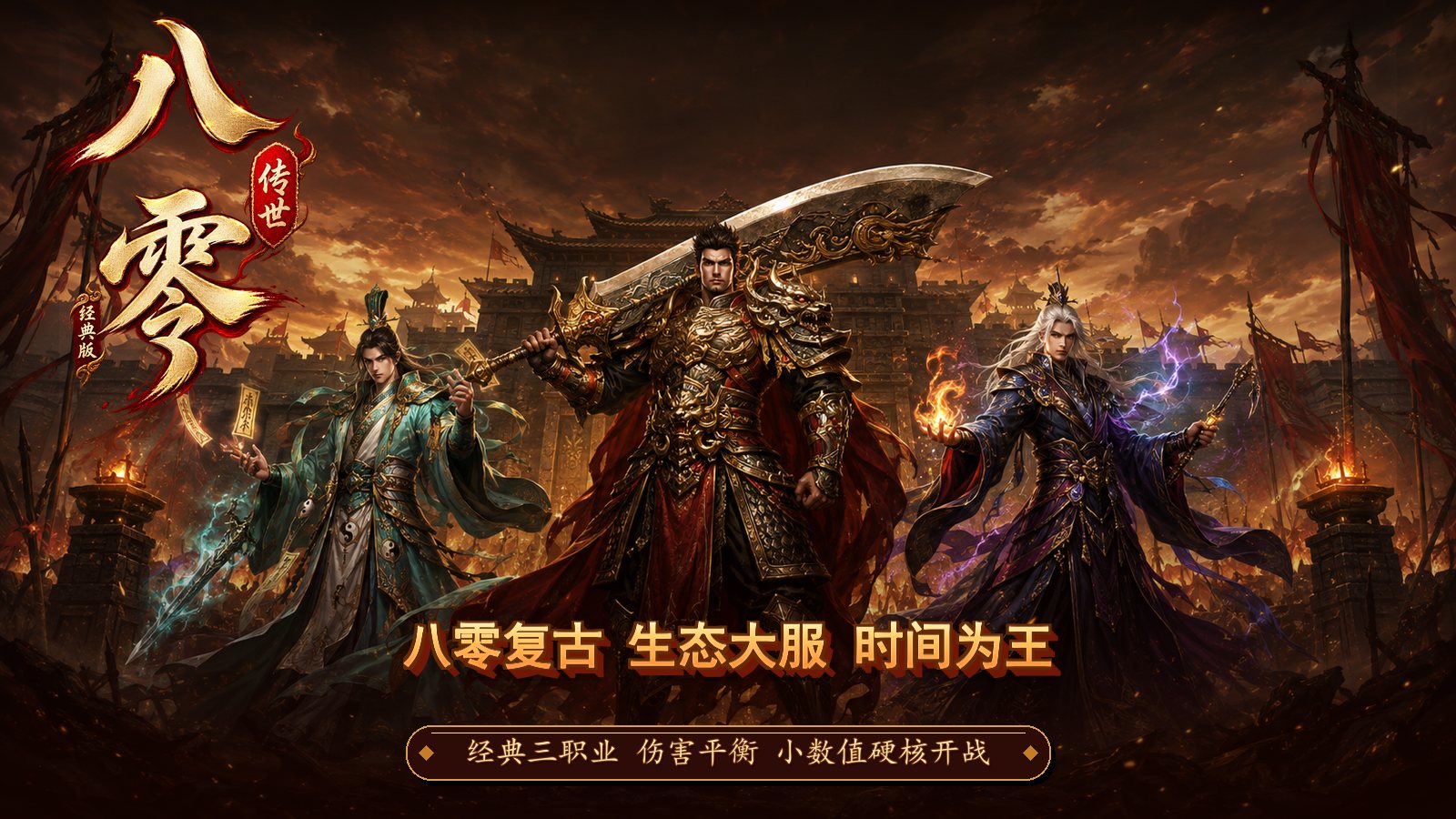 八零传世经典三职业，战士、道士与法师重聚皇城